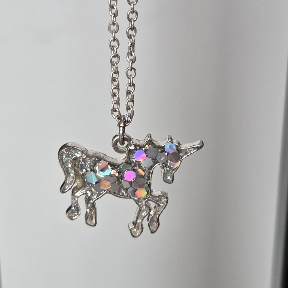 Claire's Shimmering Silver Tone Horse Necklace